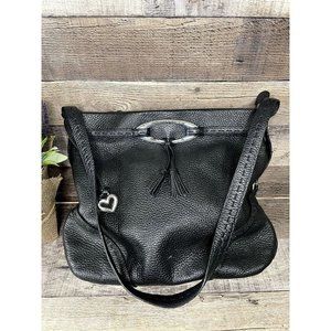 Vintage Brighton Black pebbled Leather Shoulder Bag, D306147